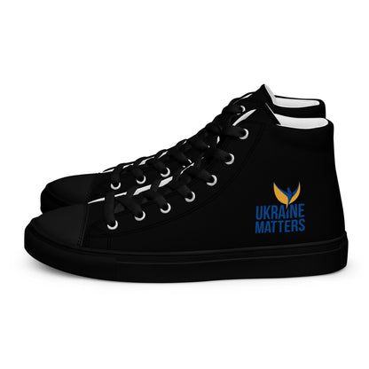 Women’s High Top Black Canvas Shoes - Ukraine Matters Logo