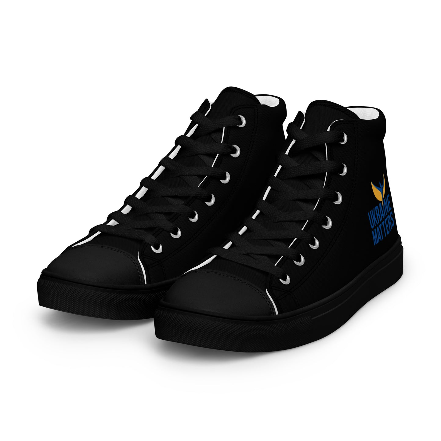 Women’s High Top Black Canvas Shoes - Ukraine Matters Logo