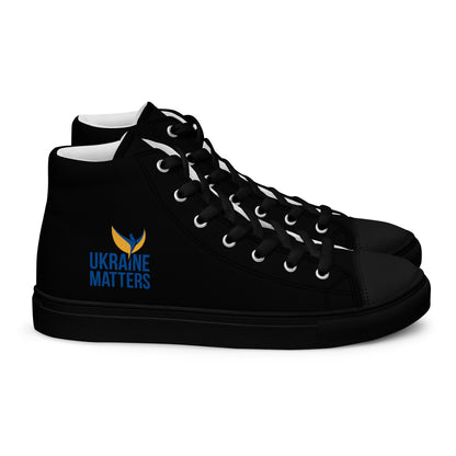 Women’s High Top Black Canvas Shoes - Ukraine Matters Logo