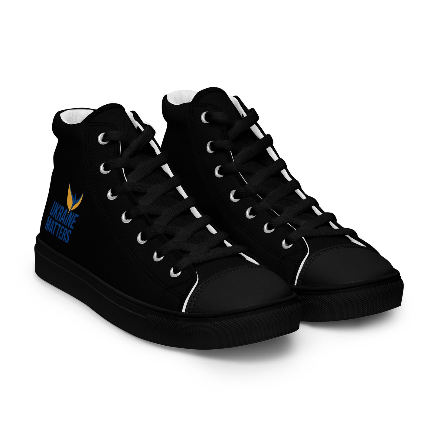 Women’s High Top Black Canvas Shoes - Ukraine Matters Logo