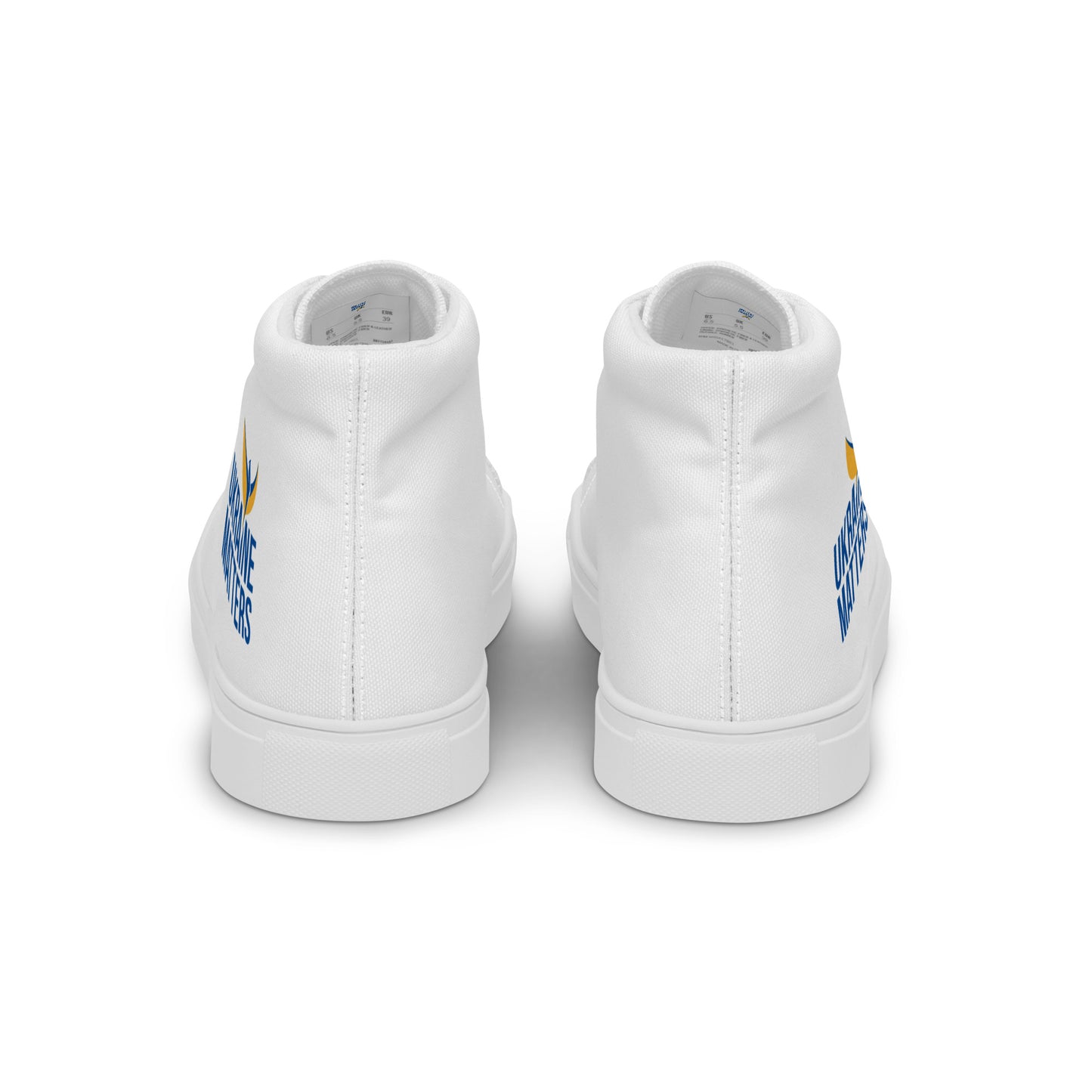 Women’s High Top White Canvas Shoes - Ukraine Matters Logo