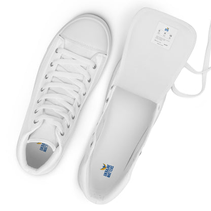 Women’s High Top White Canvas Shoes - Ukraine Matters Logo