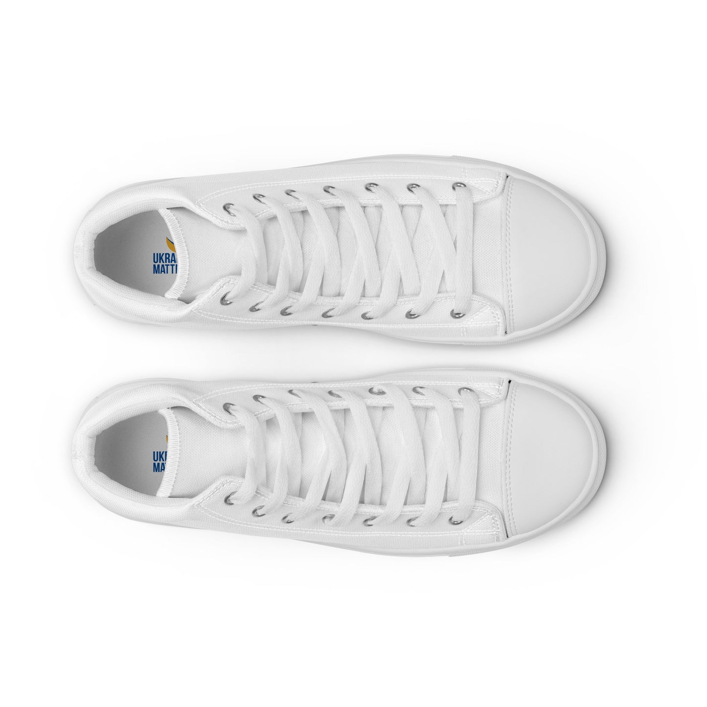 Women’s High Top White Canvas Shoes - Ukraine Matters Logo