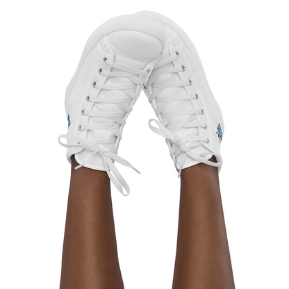 Women’s High Top White Canvas Shoes - Ukraine Matters Logo