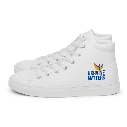 Women’s High Top White Canvas Shoes - Ukraine Matters Logo