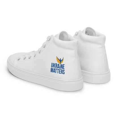 Women’s High Top White Canvas Shoes - Ukraine Matters Logo