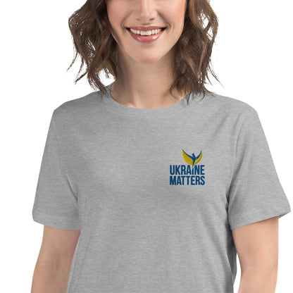 Women's Relaxed T-Shirt - Embroidered Ukraine Matters Logo