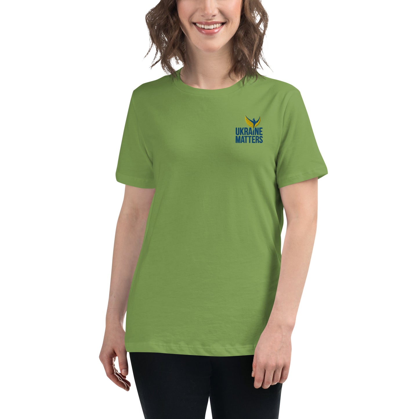 Women's Relaxed T-Shirt - Embroidered Ukraine Matters Logo