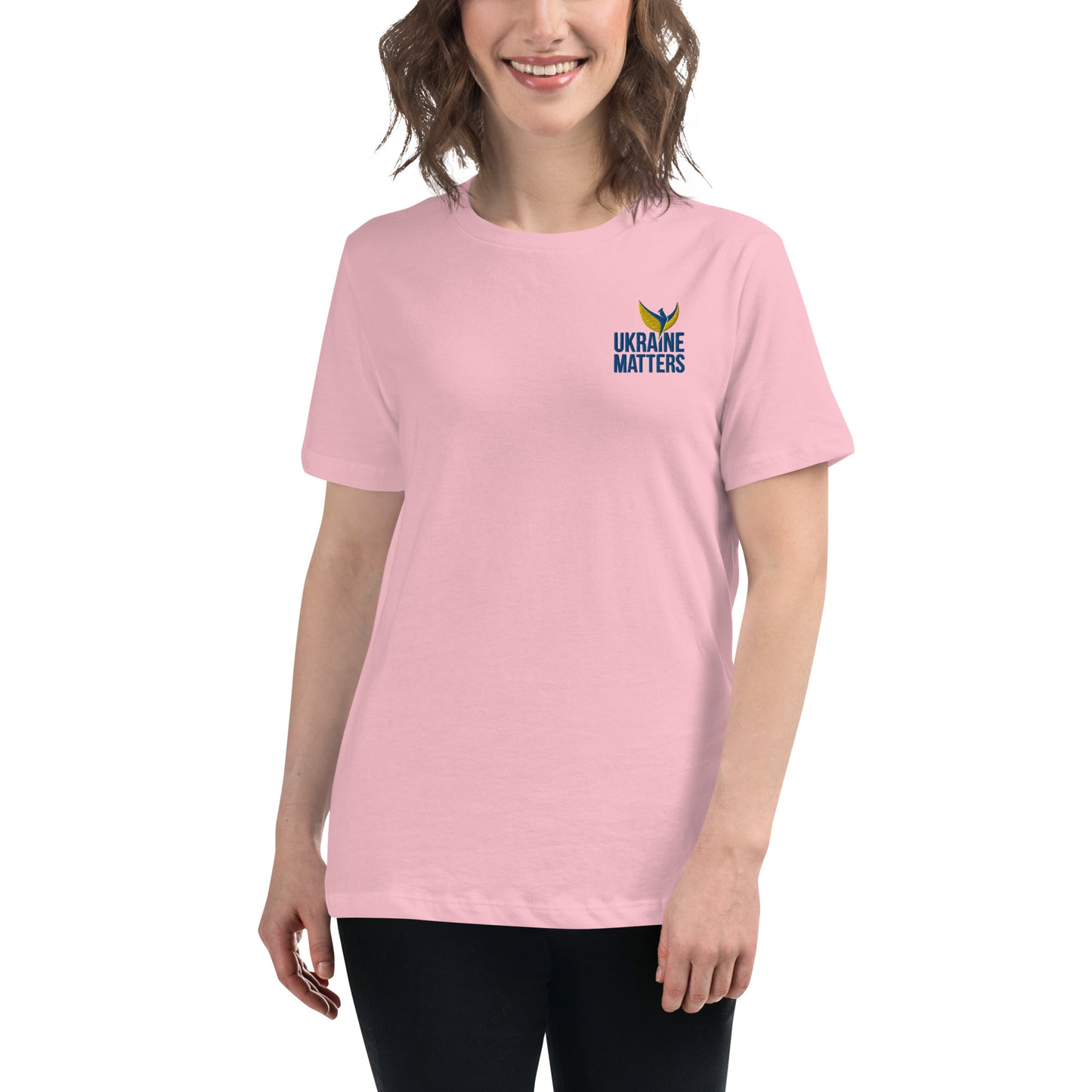 Women's Relaxed T-Shirt - Embroidered Ukraine Matters Logo