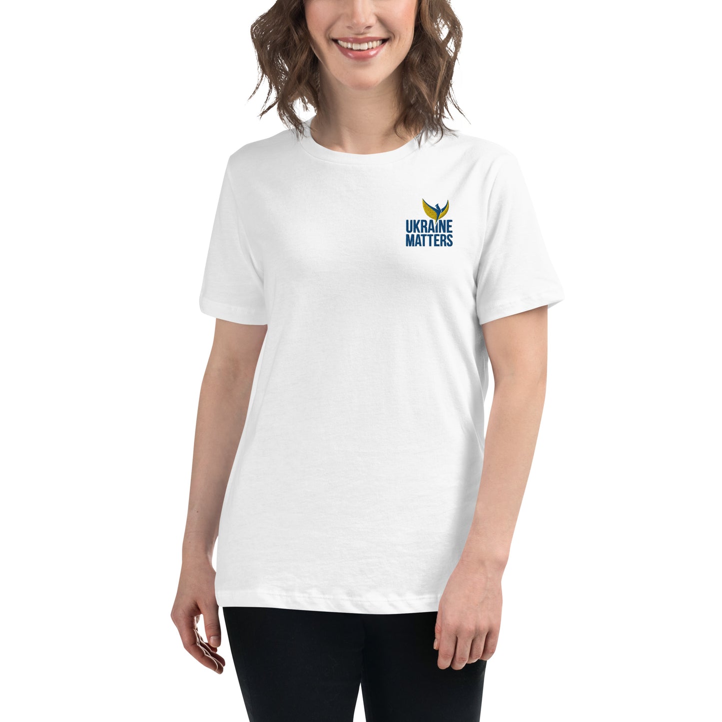 Women's Relaxed T-Shirt - Embroidered Ukraine Matters Logo