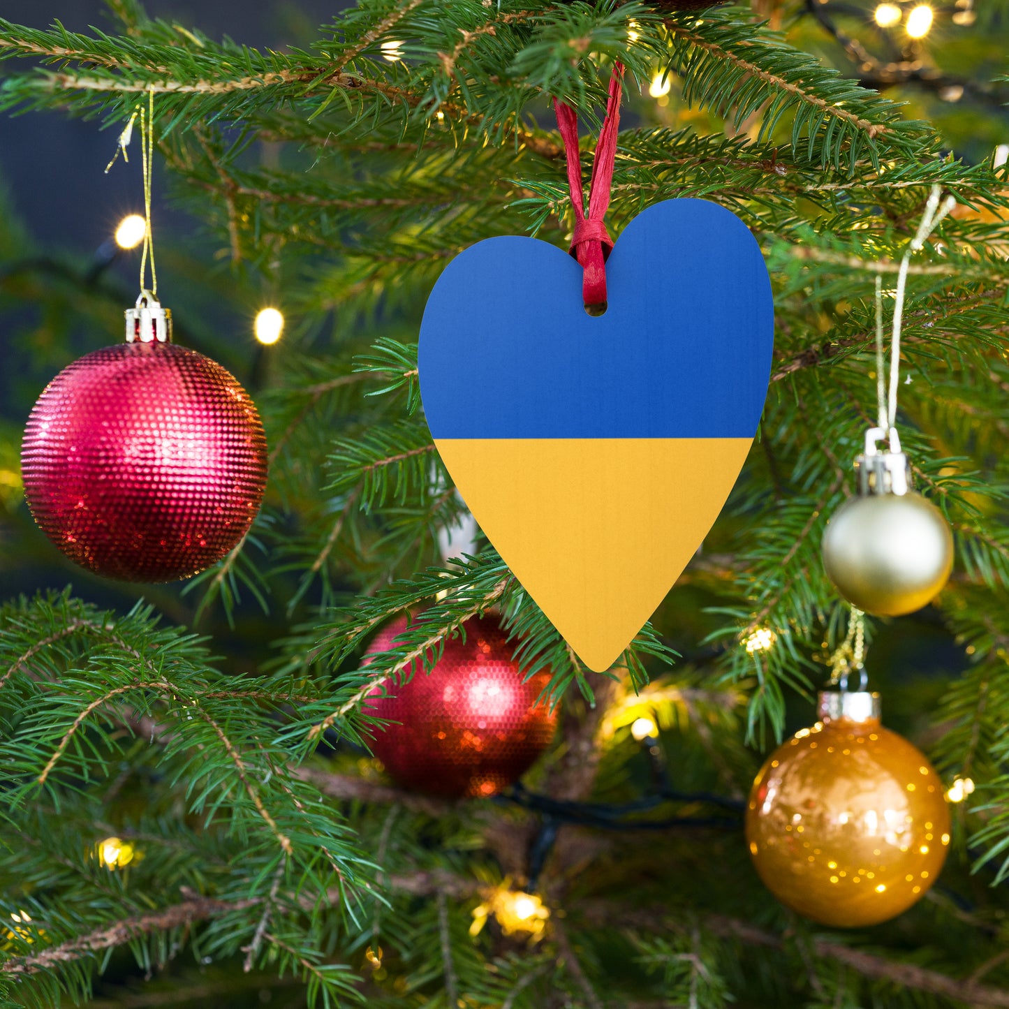 Wooden Ornaments - Ukrainian Colors