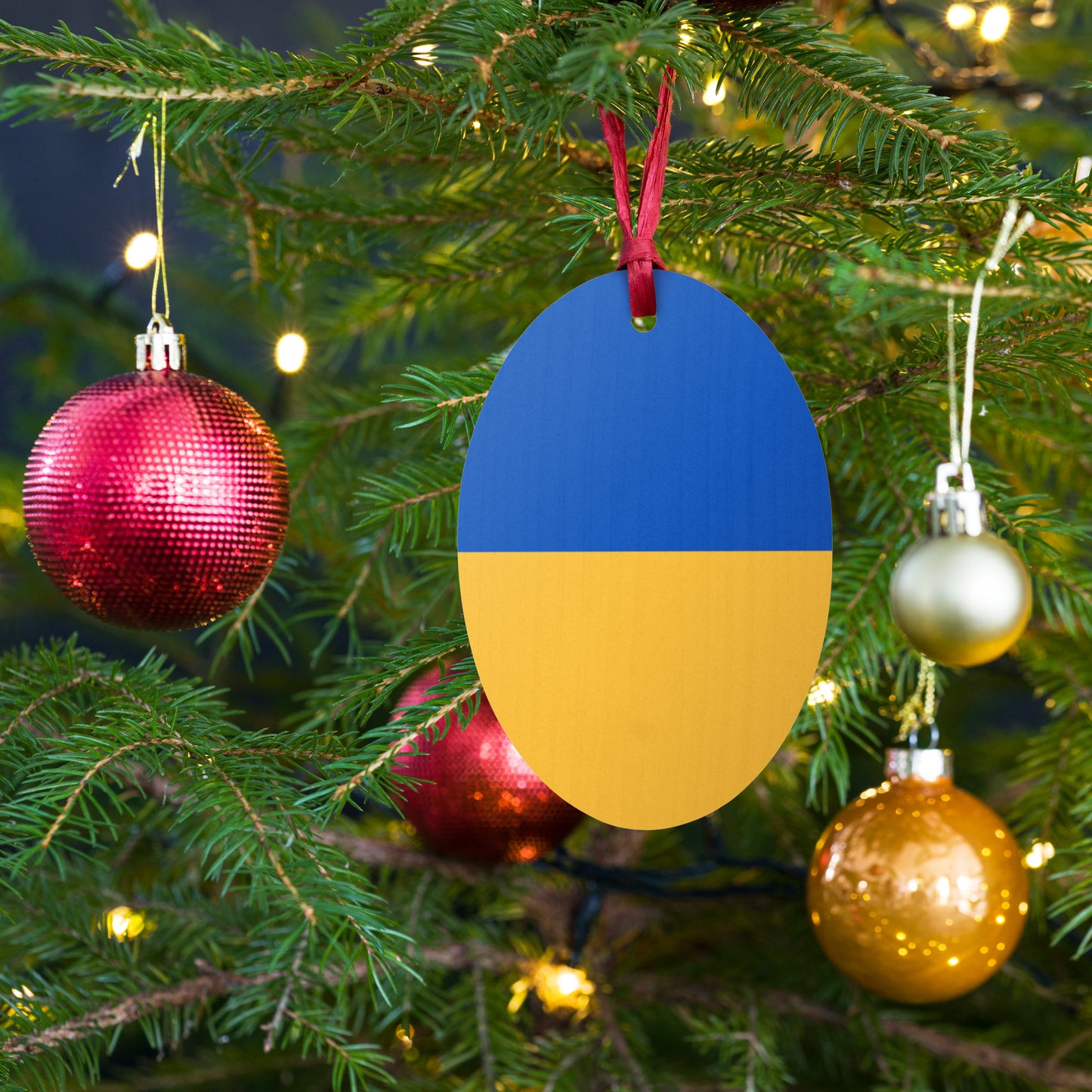 Wooden Ornaments - Ukrainian Colors