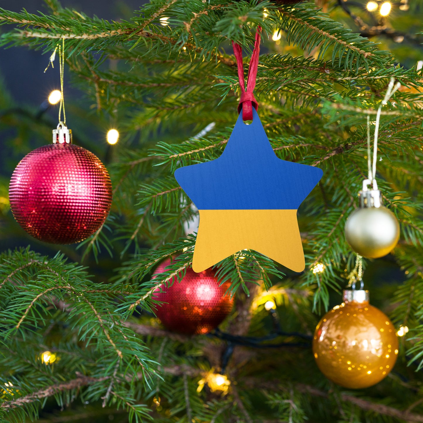 Wooden Ornaments - Ukrainian Colors