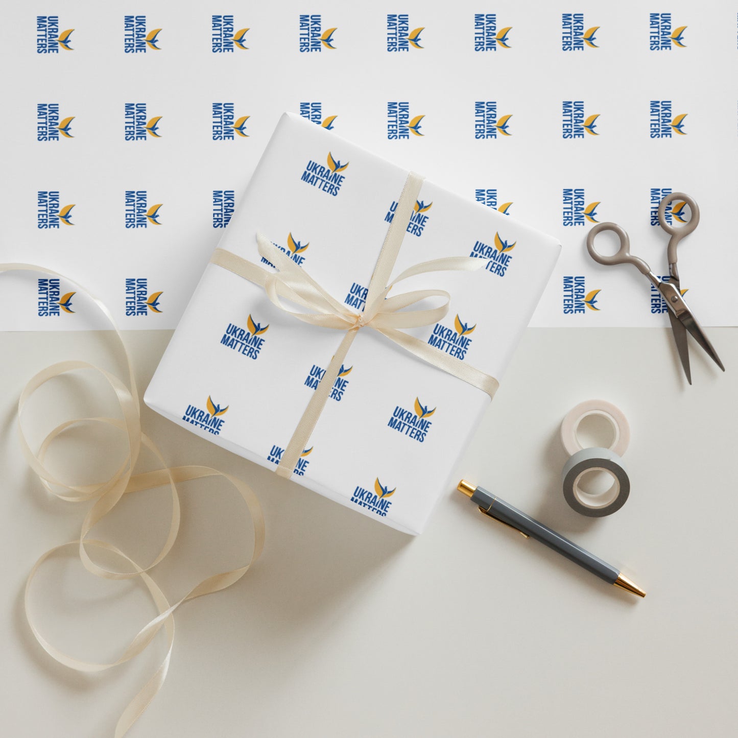 Wrapping Paper Sheets - Ukraine Matters Logo